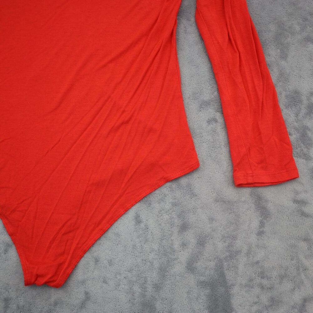 Best Cody Shirt Womens M Red Long Sleeve Turtleneck Knit Stretch Bodysuit - Picture 15 of 16